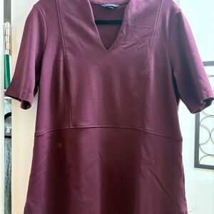 Lands End Purple V-Neck Short Sleeve Dress